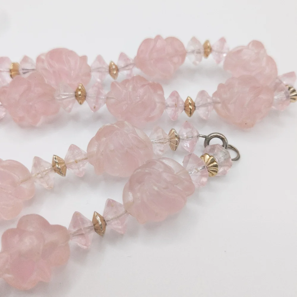 Retro Necklace, Earrings, and Brooch In Beautiful Pastel Pink Feminine Cottage - Picture 3 of 5